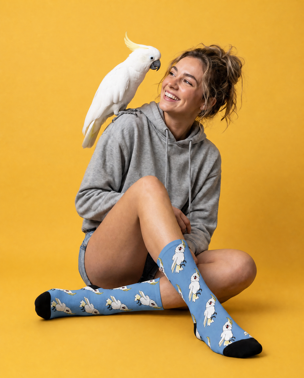 Cockatoo Parade Crew Socks ー Blue
