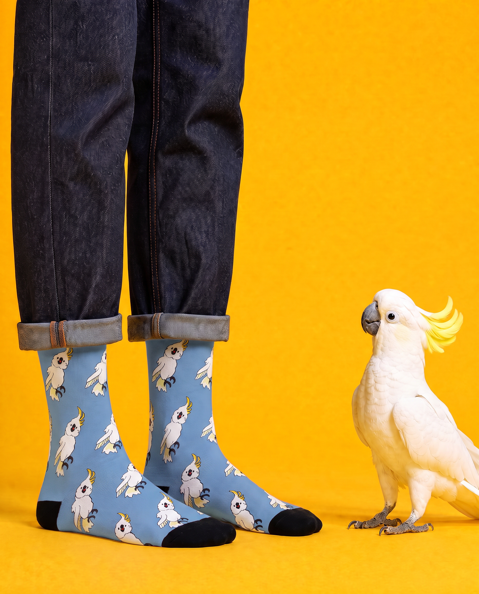 Cockatoo Parade Crew Socks ー Blue