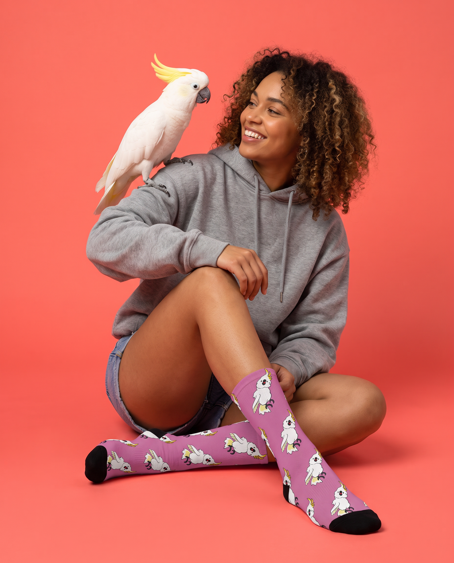 Cockatoo Parade Crew Socks ー Pink