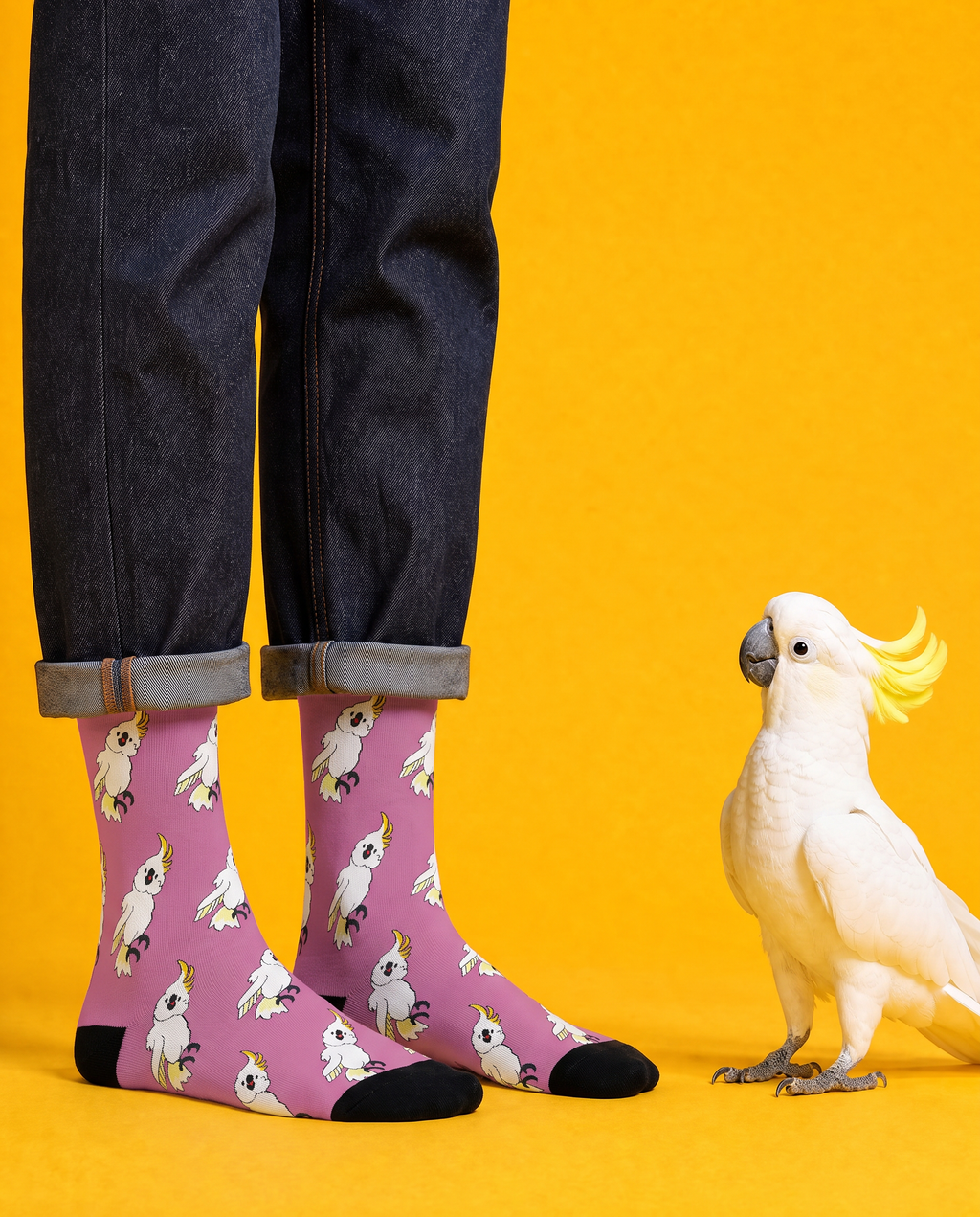 Cockatoo Parade Crew Socks ー Pink