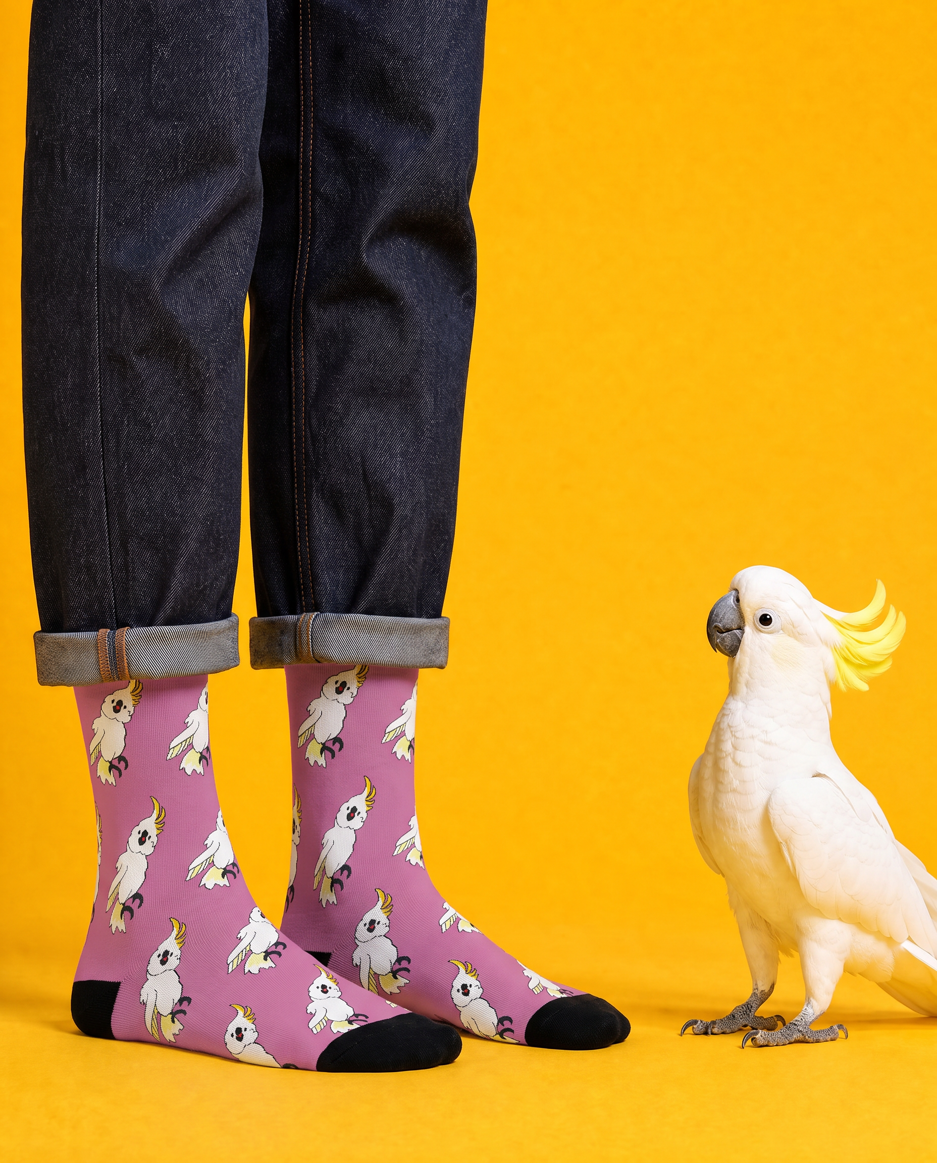 Cockatoo Parade Crew Socks ー Pink