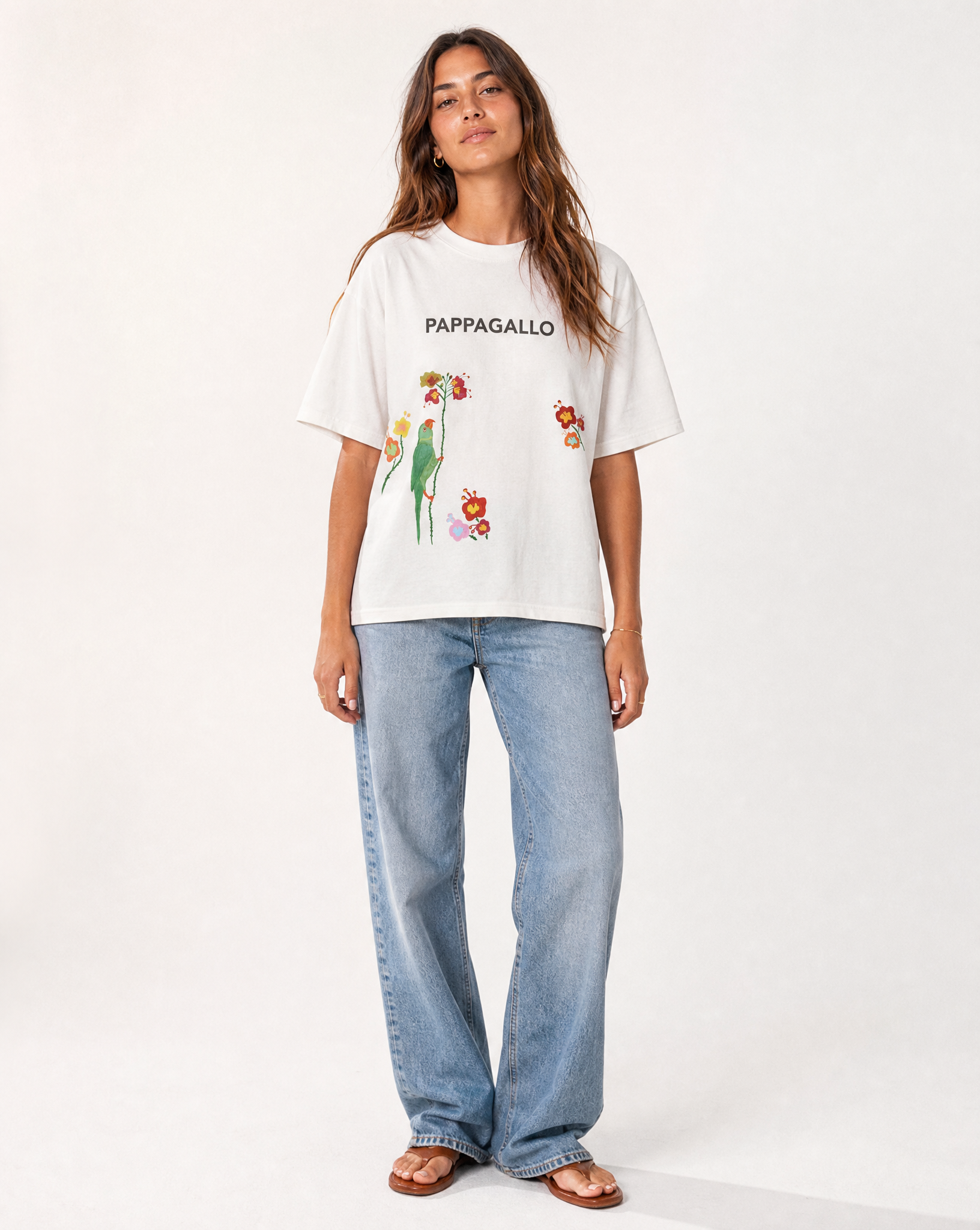 Tropical Parrot Botanical Graphic T-Shirt